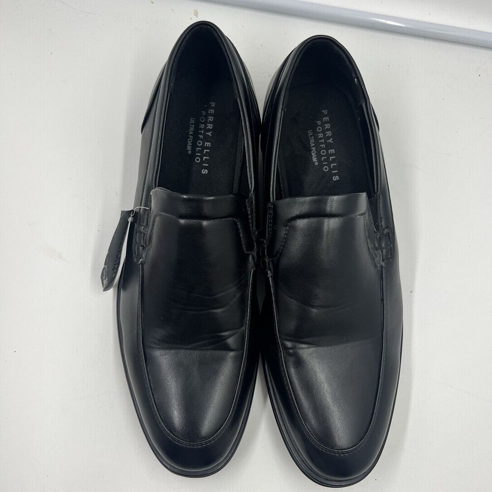 Perry Ellis Shoes Portfolio Black Ultra Foam Slip On Dress Shoes Size 13 US - Picture 2 of 6